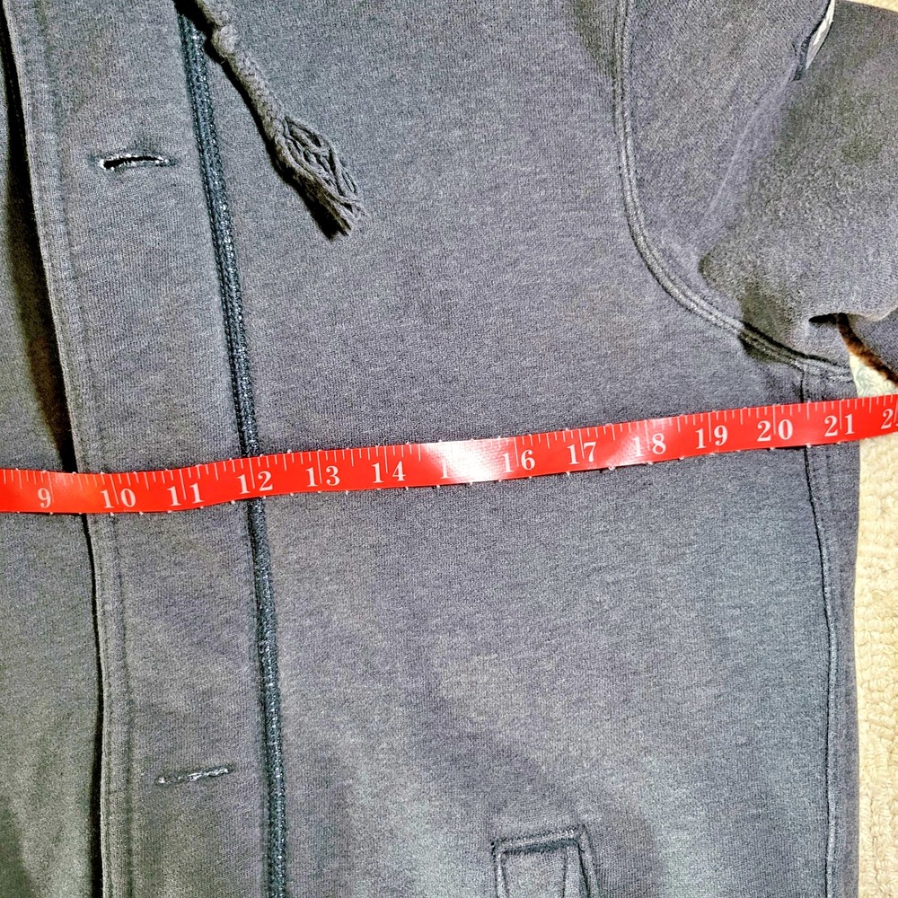 Abercrombie & Fitch Button Hoodie Mens M Gray Flannel-Lined Heavy Jacket Y2K - Picture 3 of 9